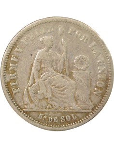Pérou 1/5 sol Argent 1863 BF Lima 2