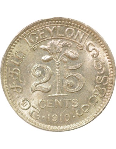 Empereur des Indes 25 cents Argent 1910 Londres