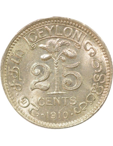 Empereur des Indes 25 cents Argent 1910 Londres