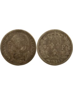 Louis XVIII 1/2 franc Argent 1824 B Rouen