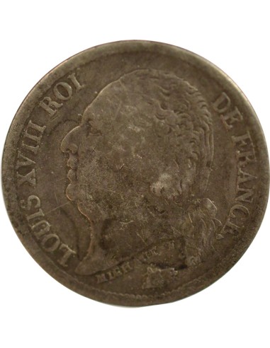 Louis XVIII 1/2 franc Argent 1824 B Rouen