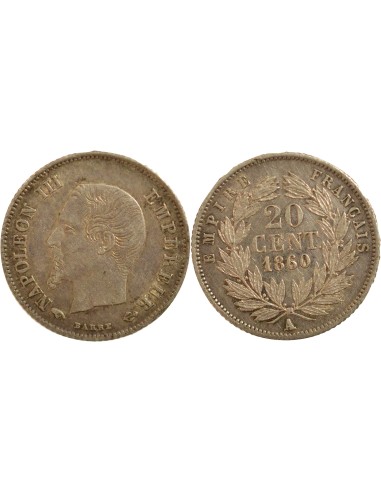 Napoléon III 20 centimes Argent 1860 A - Paris