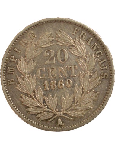 Napoléon III 20 centimes Argent 1860 A - Paris