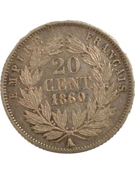 Napoléon III 20 centimes Argent 1860 A - Paris