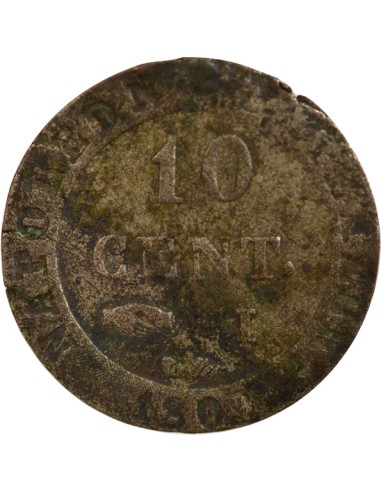 Roi d'Italie Au N Couronné 10 centimes Billon 1809 I Limoges