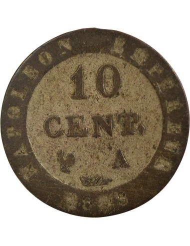 Roi d'Italie Au N Couronné 10 centimes Billon 1808 A - Paris