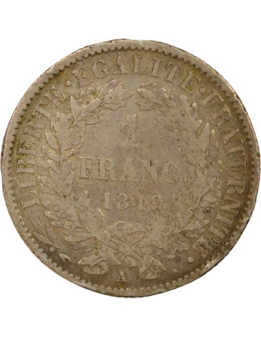 IIe République 1 franc Argent 1849 A - Paris
