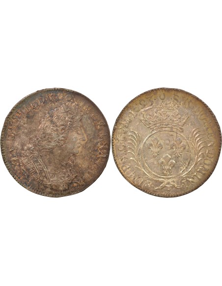 Louis XIV Auw Palmes 1 ecu Argent 1693 T Nantes