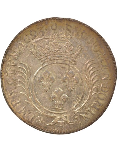 Louis XIV Auw Palmes 1 ecu Argent 1693 T Nantes