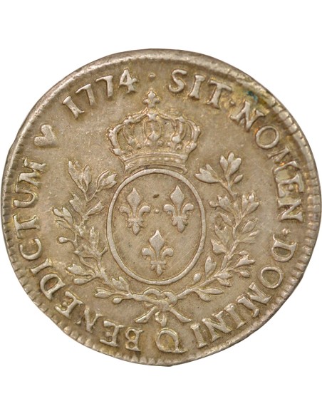 Louis XV A la Vieille Tête 1 ecu Argent 1774 Q Perpignan