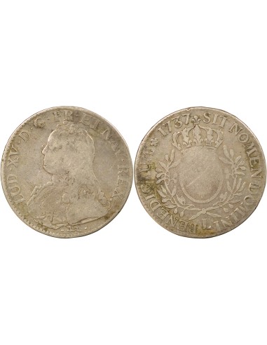 Louis XV Au Buste Habillé 1 ecu Argent 1737 L Bayonne