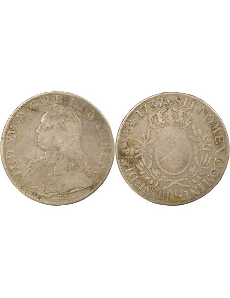 Louis XV Au Buste Habillé 1 ecu Argent 1737 L Bayonne