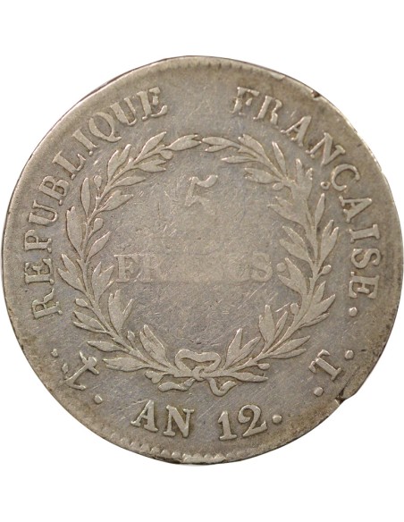 Roi d'Italie 5 francs Argent AN 12 T Nantes