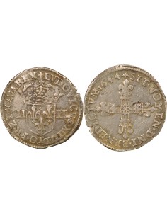 Louis XIV 1/4 ecu Argent 1644 T Nantes