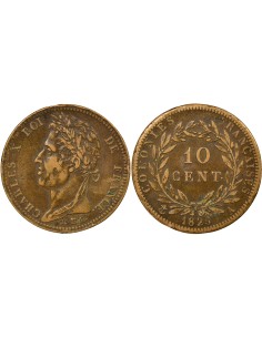 Colonies Françaises Charles X 10 centimes Bronze 1825 A - Paris