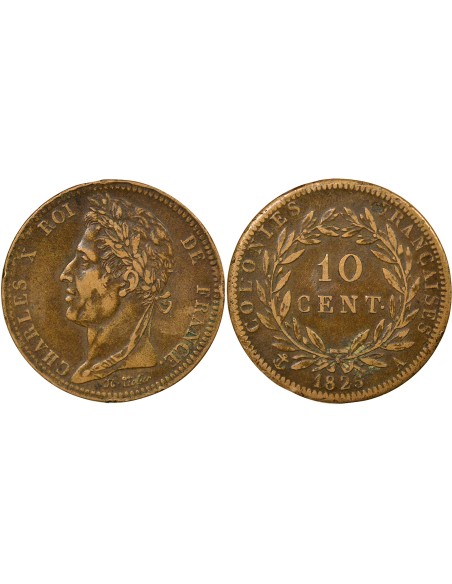 Colonies Françaises Charles X 10 centimes Bronze 1825 A - Paris