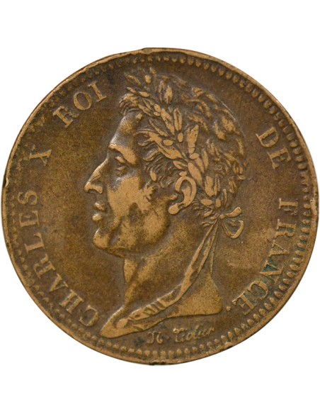 Colonies Françaises Charles X 10 centimes Bronze 1825 A - Paris