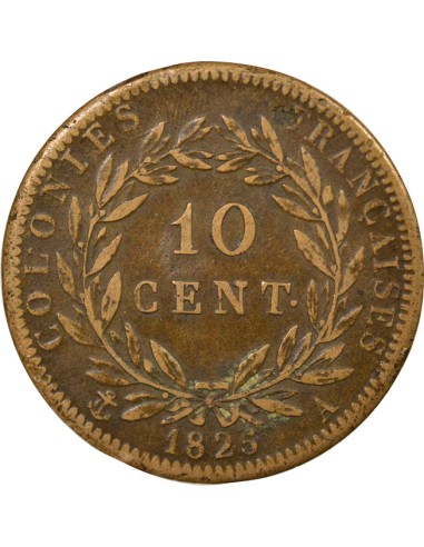 Colonies Françaises Charles X 10 centimes Bronze 1825 A - Paris