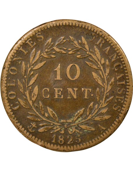 Colonies Françaises Charles X 10 centimes Bronze 1825 A - Paris