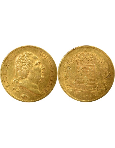 Louis XVIII 40 francs Or 1818 W Lille