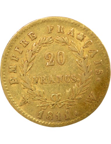 Roi d'Italie Empire 20 francs Or 1811 W Lille