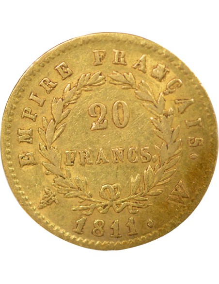 Roi d'Italie Empire 20 francs Or 1811 W Lille