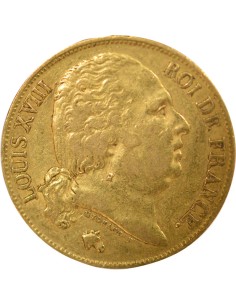 Louis XVIII Tête nue 20 francs Or 1824 W Lille 2