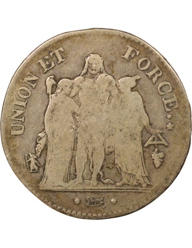 Avec Glands 5 francs Argent An 8 Q Perpignan