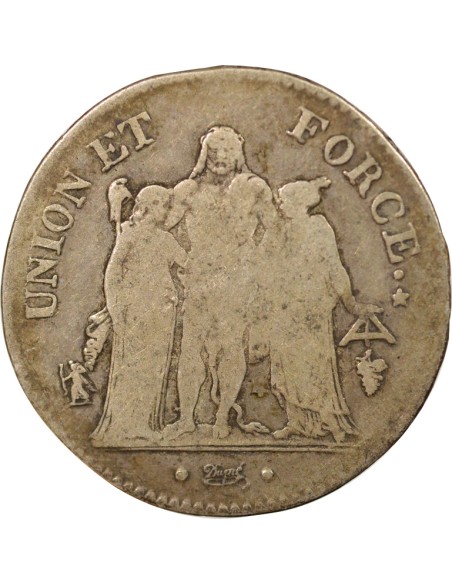 Avec Glands 5 francs Argent An 8 Q Perpignan