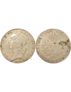 Louis XV Au Bandeau 1 ecu Argent 1763 D Lyon