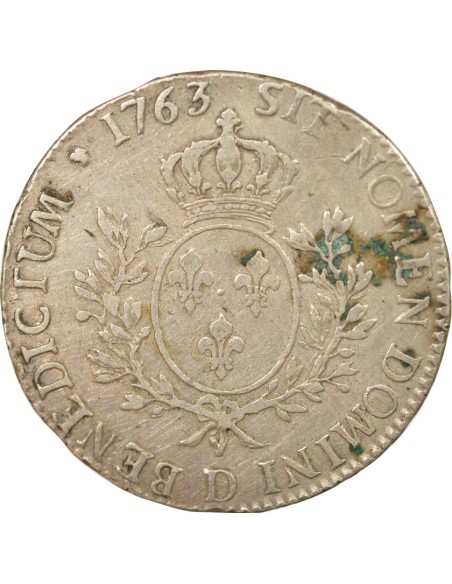 Louis XV Au Bandeau 1 ecu Argent 1763 D Lyon