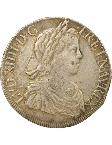 Louis XIV A la Mèche Longue 1 ecu Argent 1652 L Bayonne