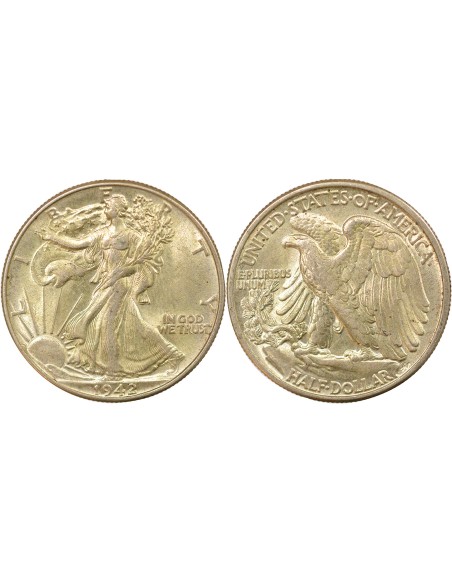 USA Walking Liberty 1/2 Dollar Argent 1942 Philadelphie