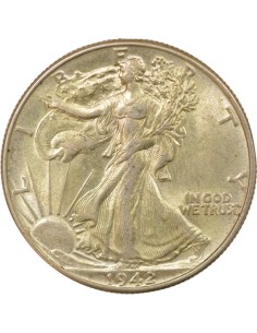 USA Walking Liberty 1/2 Dollar Argent 1942 Philadelphie 2