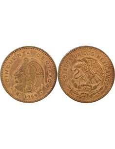 Mexique 50 centavos Bronze 1959 Mo Mexico City