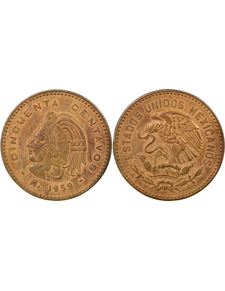 Mexique 50 centavos Bronze 1959 Mo Mexico City