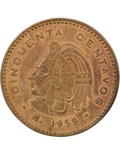 Mexique 50 centavos Bronze 1959 Mo Mexico City 2