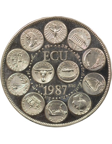 Europa 1 ecu Platine 1987 A Paris