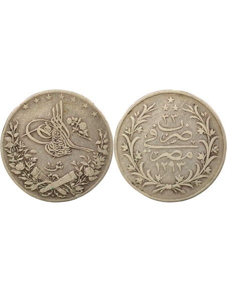 Empire Ottoman Abdülhamid II 10 qirsh Argent 1896-1897 H Heaton