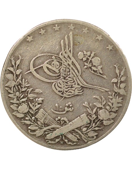 Empire Ottoman Abdülhamid II 10 qirsh Argent 1896-1897 H Heaton