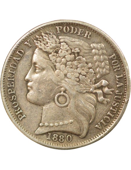 Pérou 1 peseta Argent 1880 BF Lima