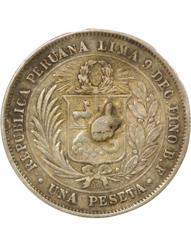 Pérou 1 peseta Argent 1880 BF Lima