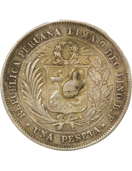 Pérou 1 peseta Argent 1880 BF Lima