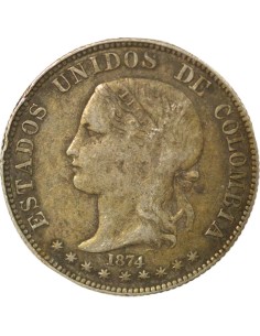 Colombie 2 decimos Argent 1874 Medellin 2
