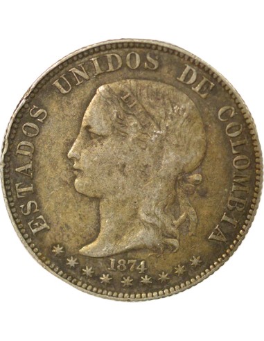 Colombie 2 decimos Argent 1874 Medellin