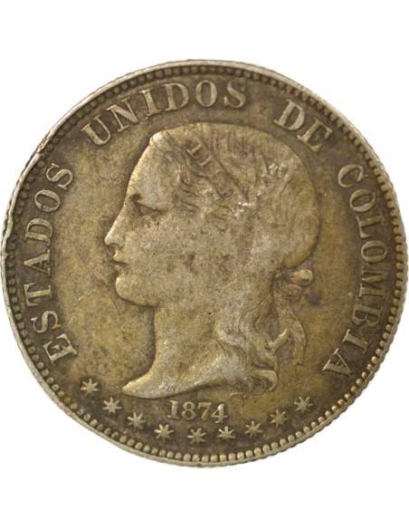 Colombie 2 decimos Argent 1874 Medellin