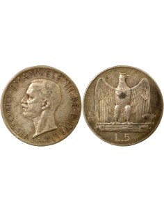 Italie Vittorio Emanuele III 5 lire Argent 1928 R Rome