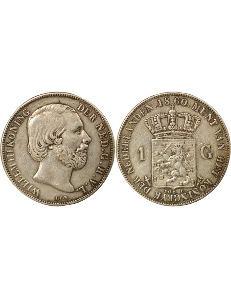 Pays-Bas Guillaume III des Pays-Bas 1 gulden Argent 1860 Utrecht