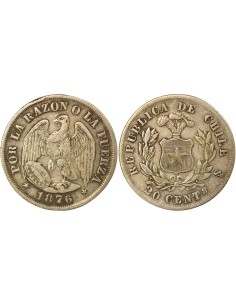 Chili 20 centavos Argent 1876 So Santiago