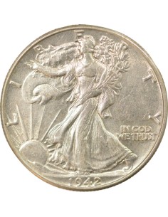 USA Walking Liberty 1/2 Dollar Argent 1942 Philadelphie 2